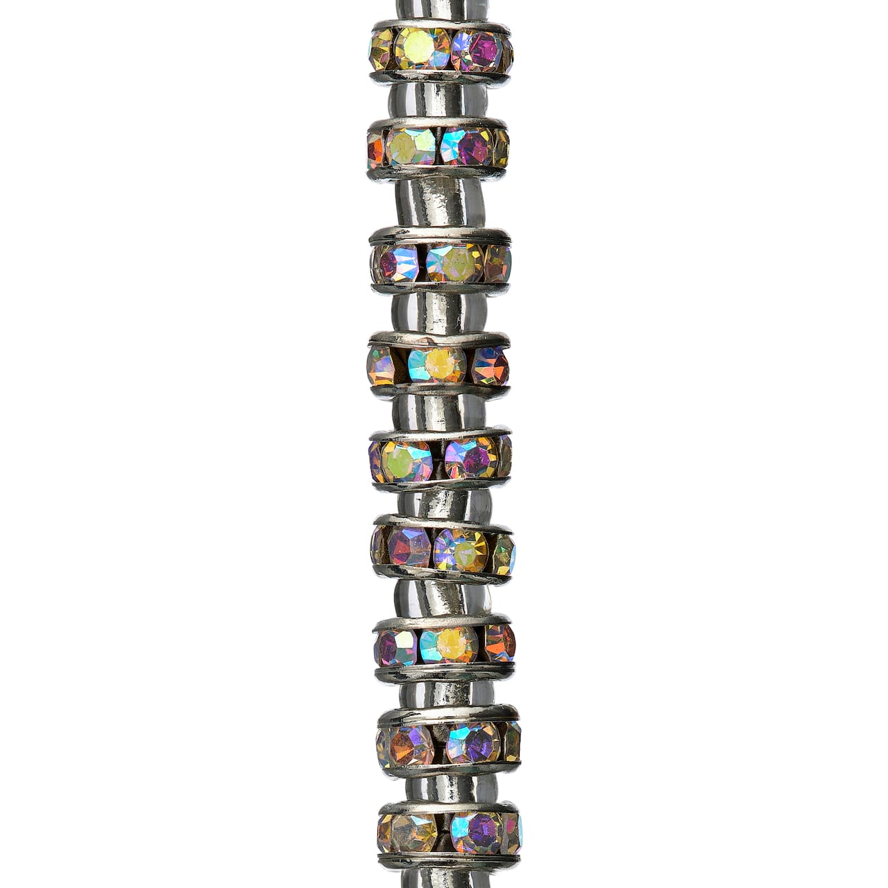 12 Pack:  Metal Rhinestone Rondelle Beads, 4mm by Bead Landing&#x2122;